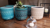 Adornos ceramica porta macetas tulipan 