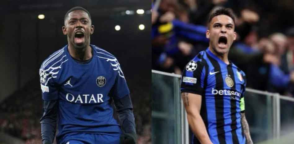Dembelé y Martínez, referentes ofensivos de PSG e Inter.