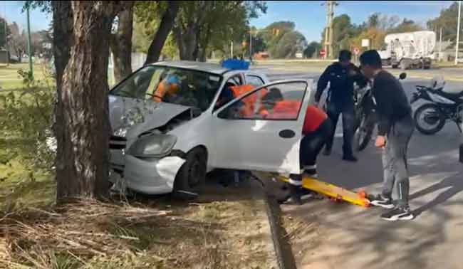 Un joven chocó su vehículo contra un árbol mientras conducía por la Ruta Provincial 1.