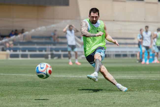 Messi, en la última práctica en Kansas.