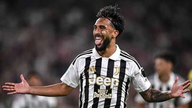 Nico González celebra su gol para la Juventus.