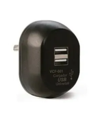 Cargador USB Doble Enchufable Negro Vc