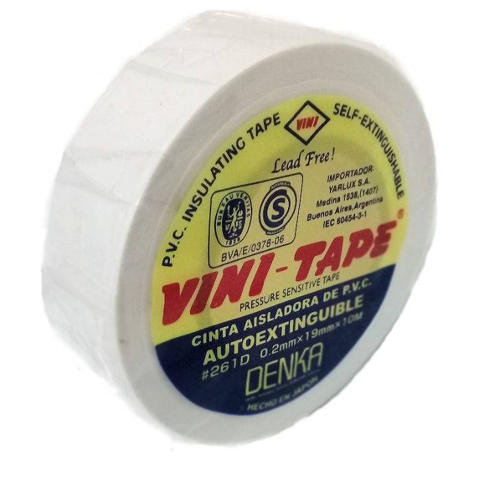 Cinta Aisladora 10mts Vini-tape Blanca Autoextinguible