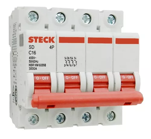 Llave Termica Tetrapolar 4x16 Curva C Steck