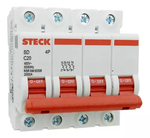 Llave Termica Tetrapolar 4x20 Curva C Steck
