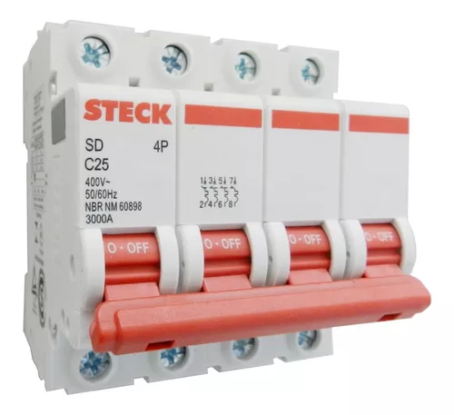 Llave Termica Tetrapolar 4x25 Curva C Steck Termomagnetica