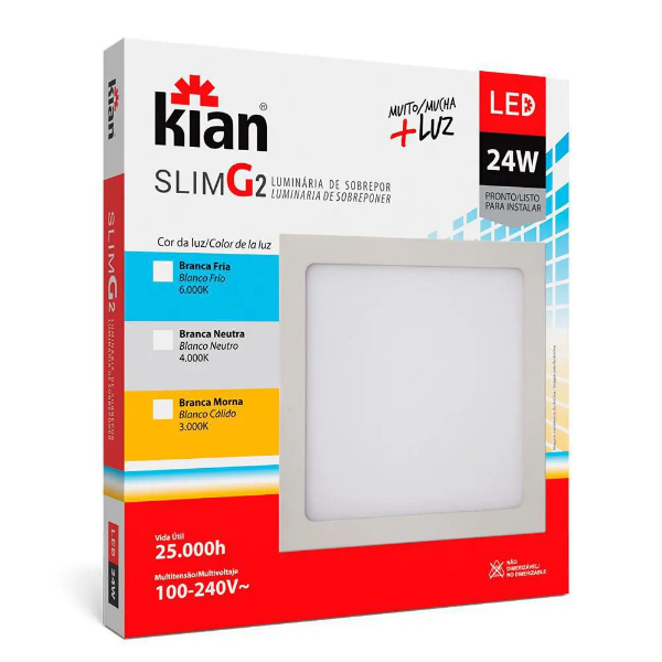 Plafon Led Integrado 24w Aplicar Cuadrado Luz Fria