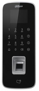 Imagen (asi1212d-d) dahua panel de control de accesos con teclado y con lector de tarjetas em 125 khz y huellas digitales apto intemperie ip65